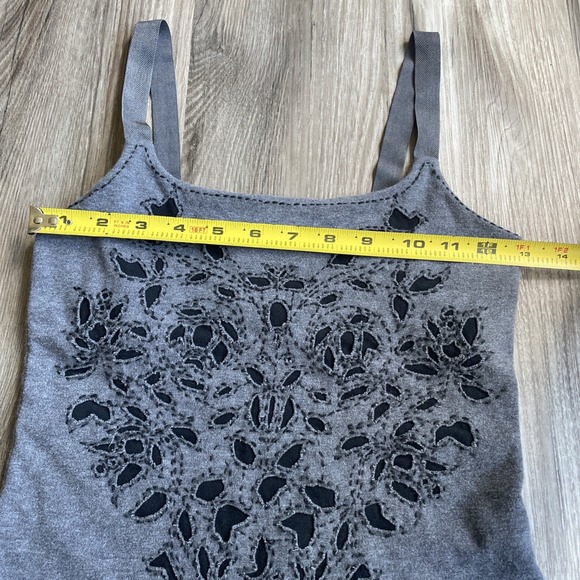 Y2K Grunge Express Gray Embroidered Cut Out Tank Top Design Punk Rock Biker Tiny - Picture 4 of 4